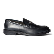 Mocassino con morsetto in pelle blu