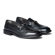 Mocassino con morsetto in pelle blu