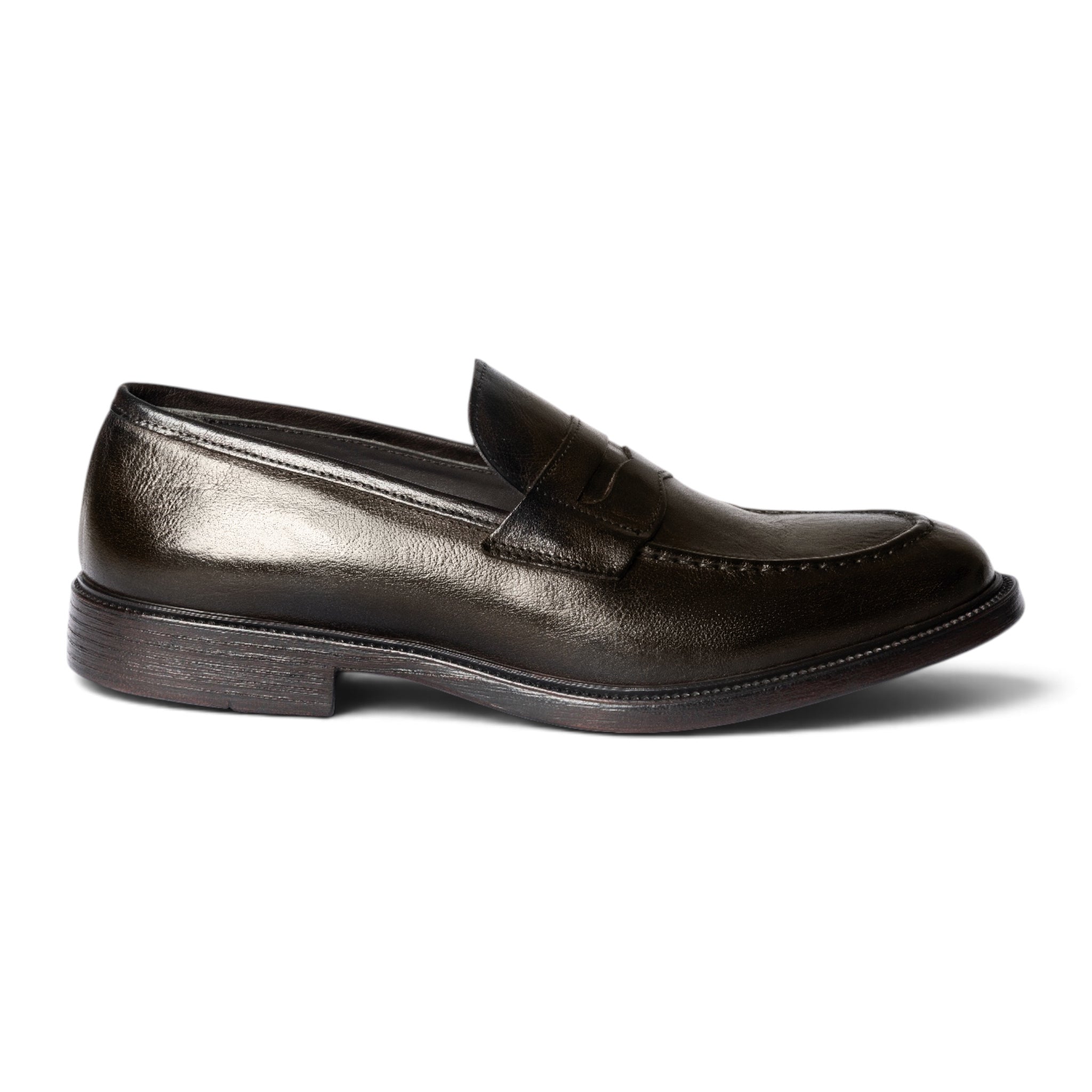 Mocassino penny loafer in pelle testa di moro