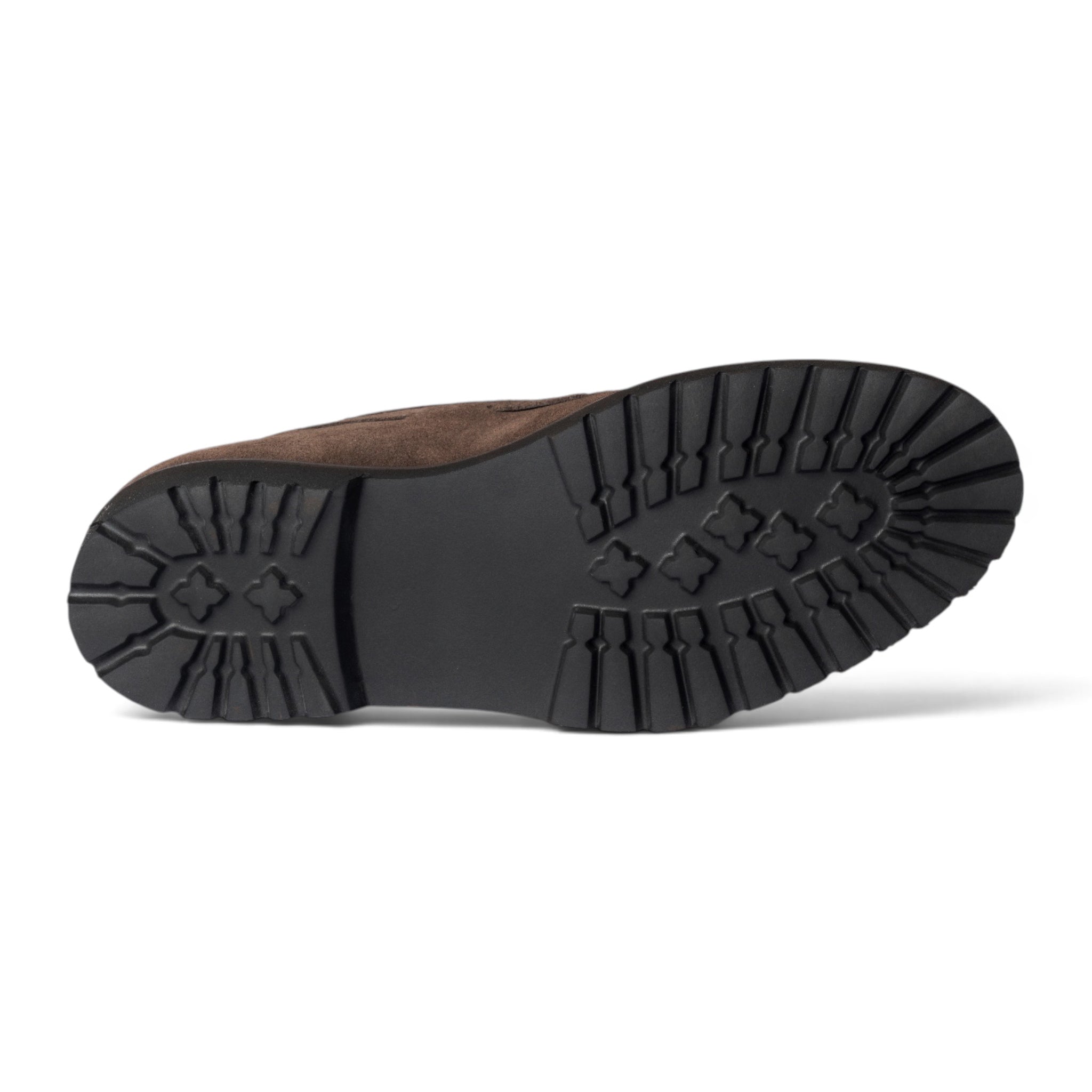 Mocassino marrone con nappine e suola dentellata