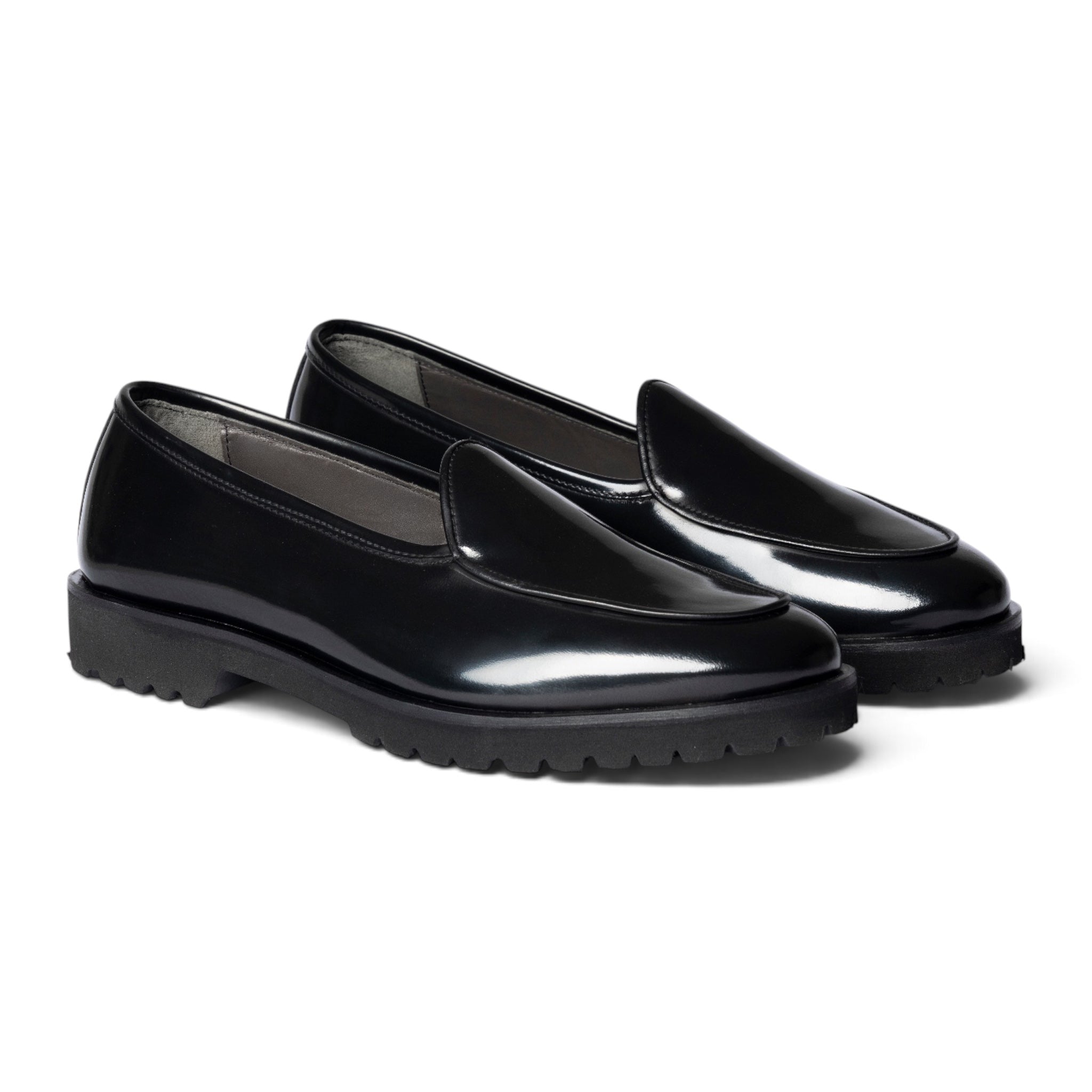 Mocassino slipper in pelle spazzolata nera