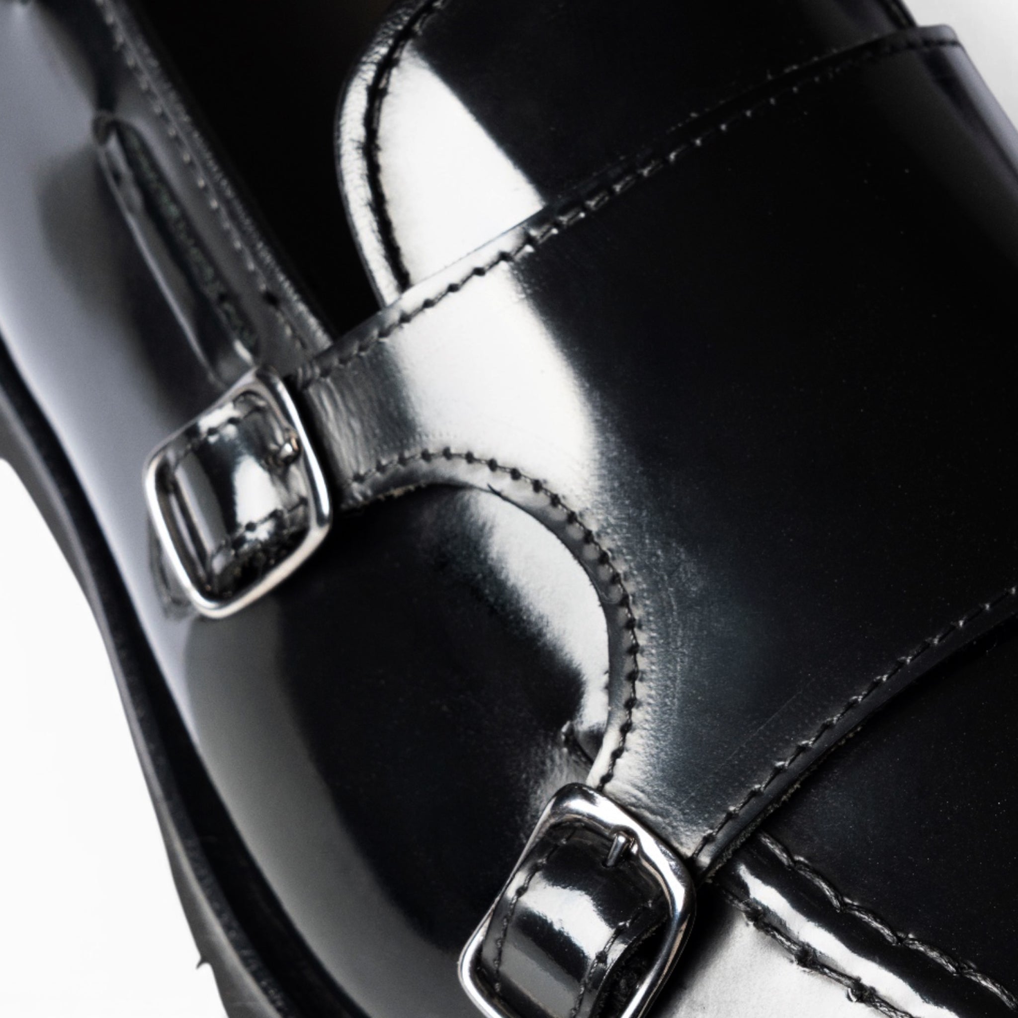 Mocassino Double monk in pelle spazzolata nera