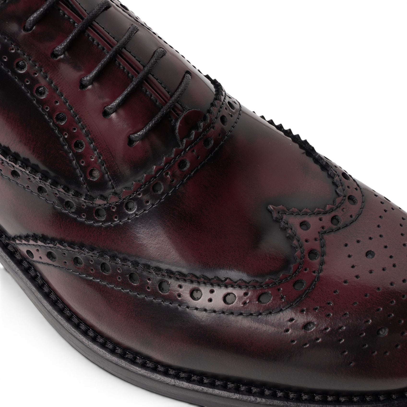 Francesina brogue in pelle bordeaux sfumata