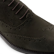 Francesina brogue in camoscio verde bosco