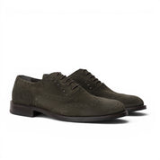 Francesina brogue in camoscio verde bosco