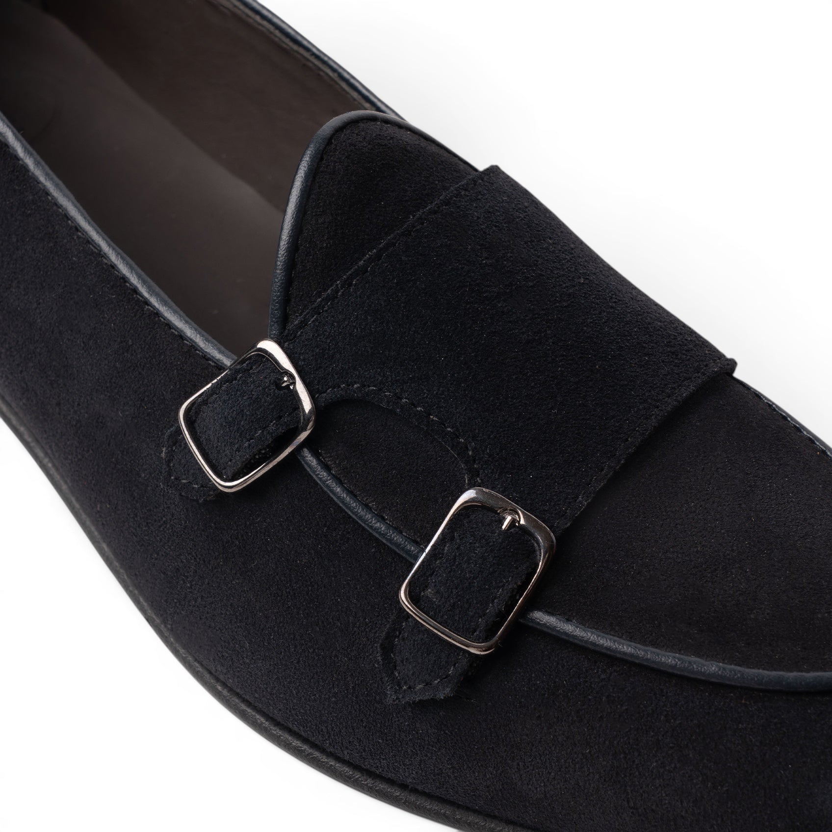 Mocassino monk in camoscio blu navy
