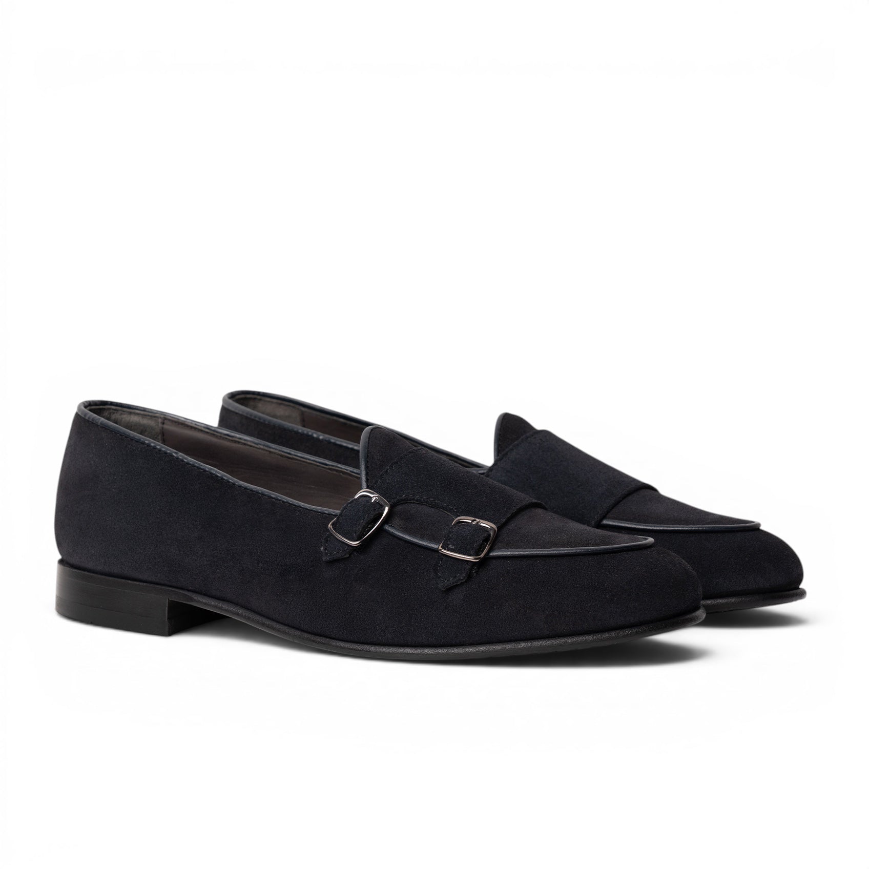 Mocassino monk in camoscio blu navy
