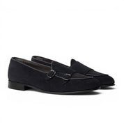 Mocassino monk in camoscio blu navy