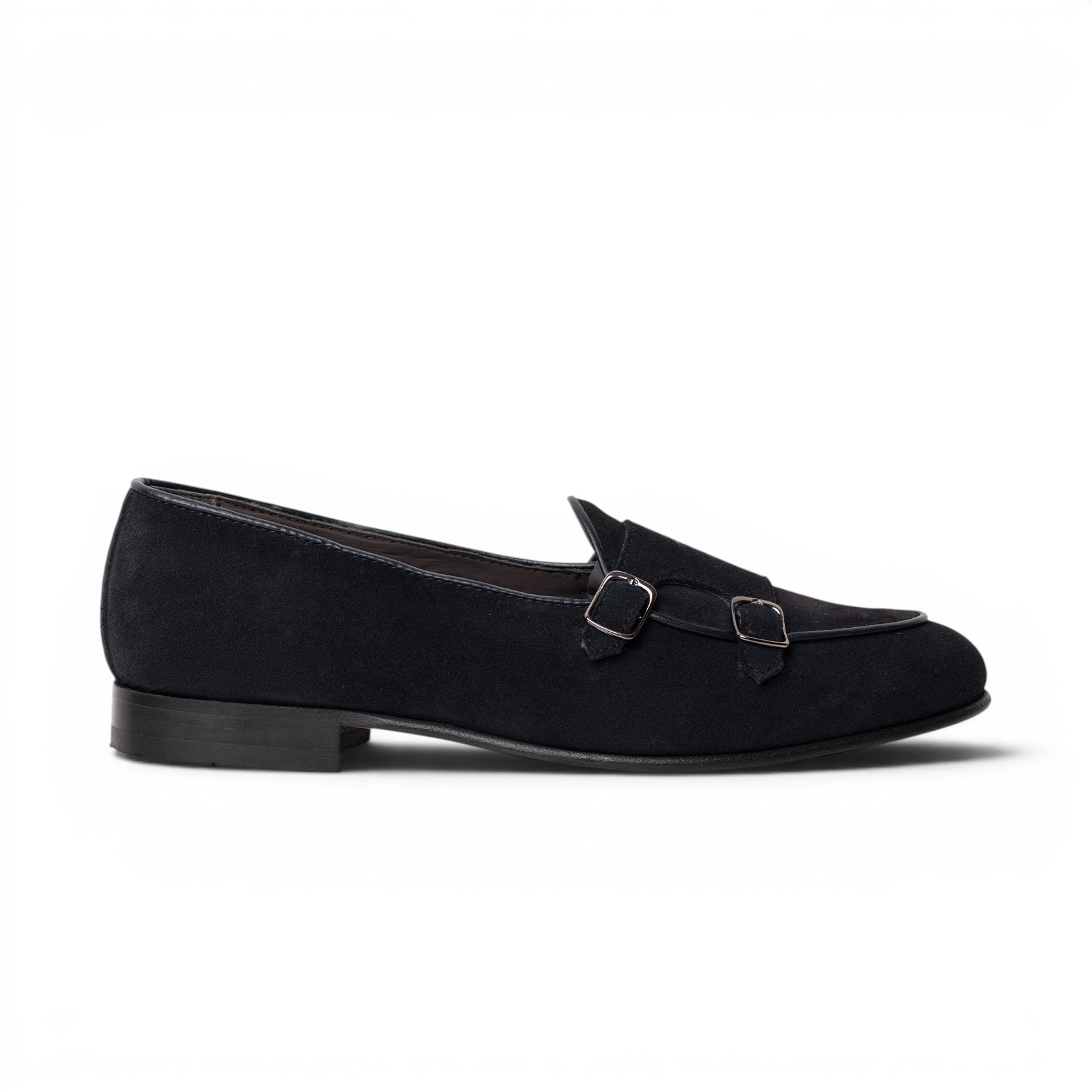 Mocassino monk in camoscio blu navy