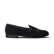 Mocassino monk in camoscio blu navy
