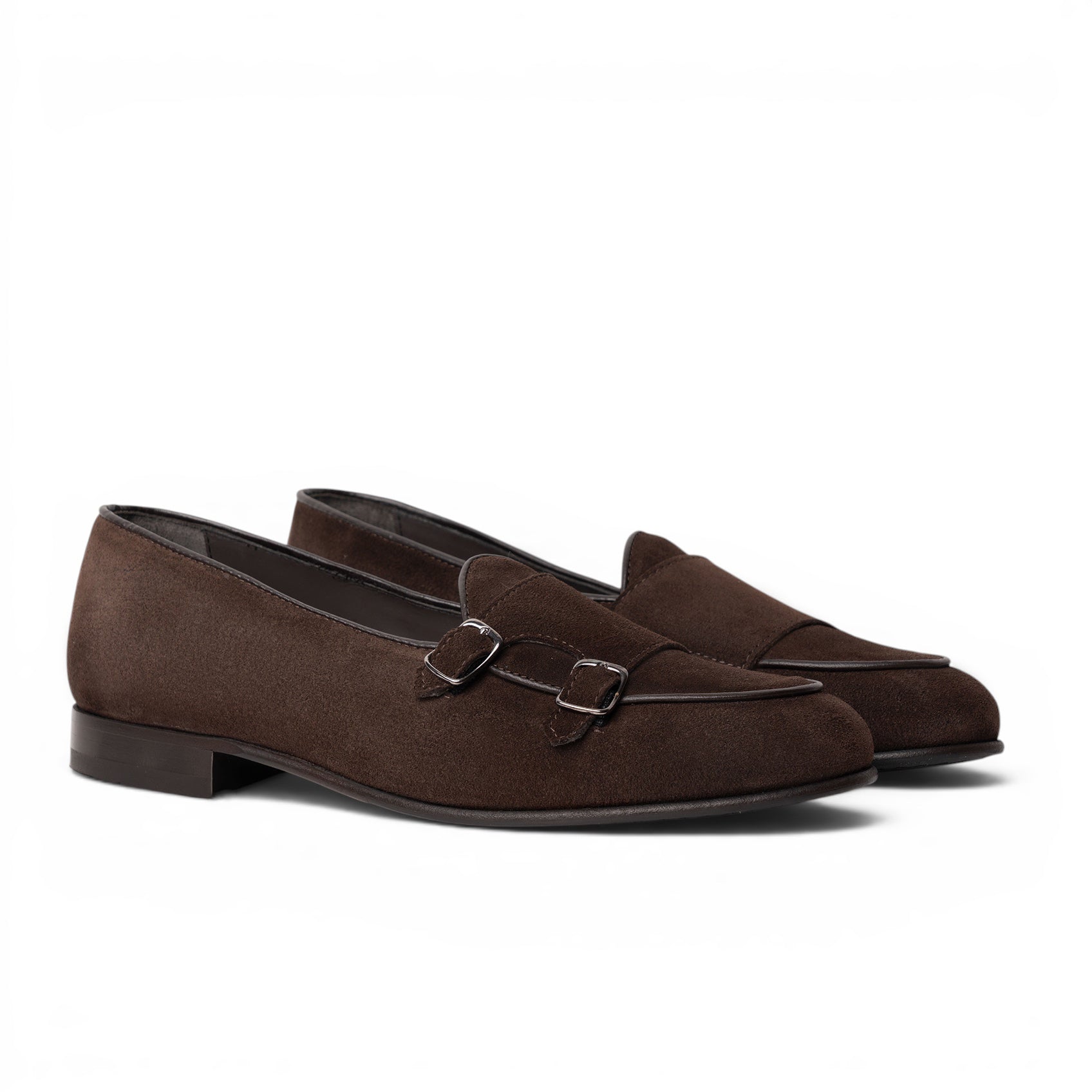 Mocassino double monk in camoscio testa di moro