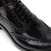 Francesina brogue in pelle nera lucida