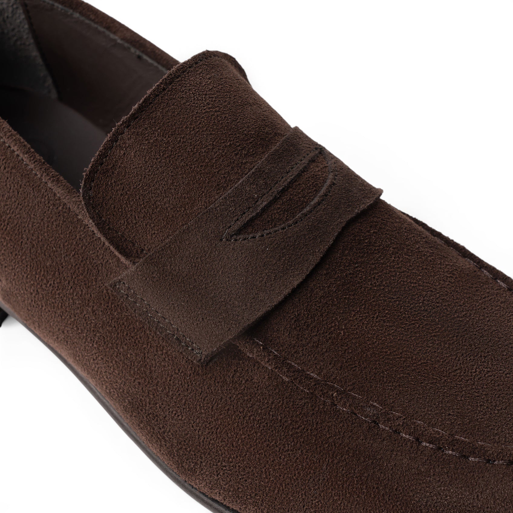 Mocassino penny loafer in camoscio testa di moro