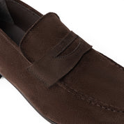 Mocassino penny loafer in camoscio testa di moro