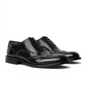 Francesina brogue in pelle nera lucida