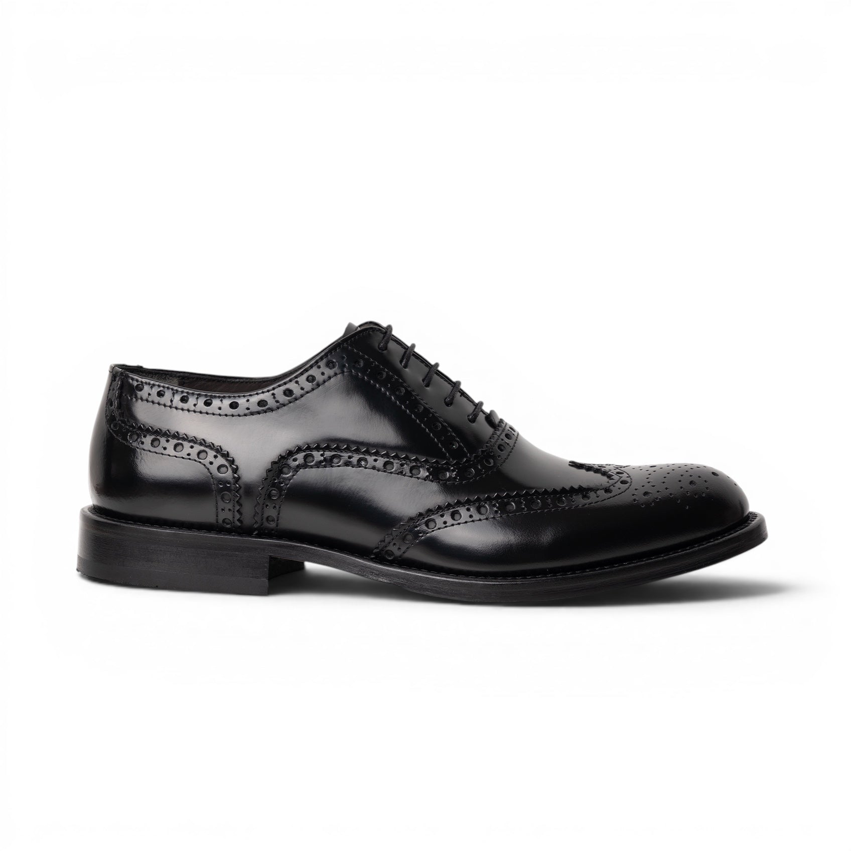 Francesina brogue in pelle nera lucida