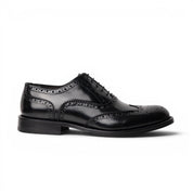 Francesina brogue in pelle nera lucida