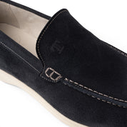 Mocassino slip-on in camoscio blu navy