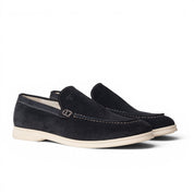 Mocassino slip-on in camoscio blu navy