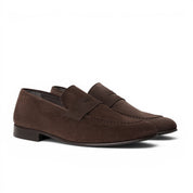 Mocassino penny loafer in camoscio testa di moro