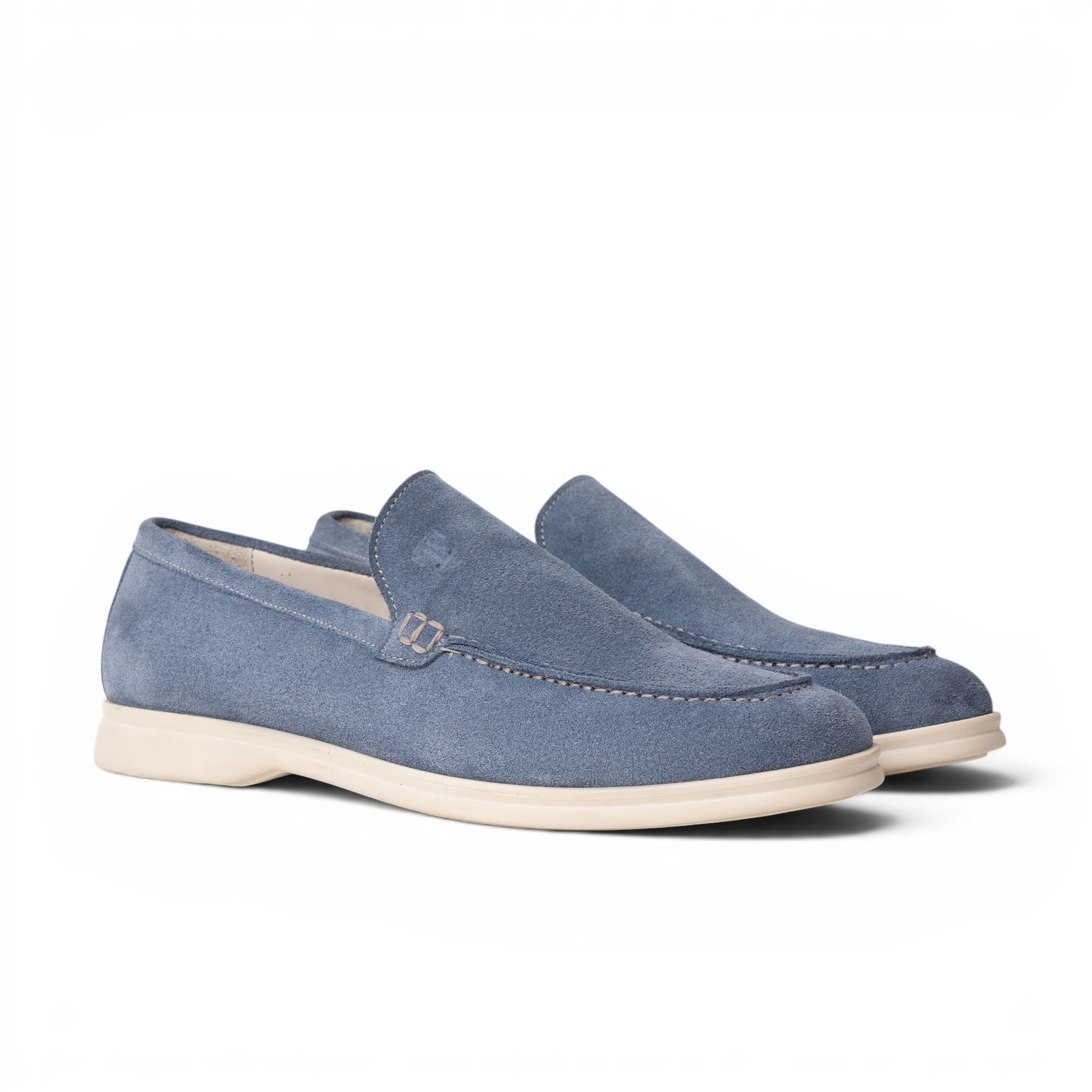Mocassino slip-on in camoscio azzurro polvere