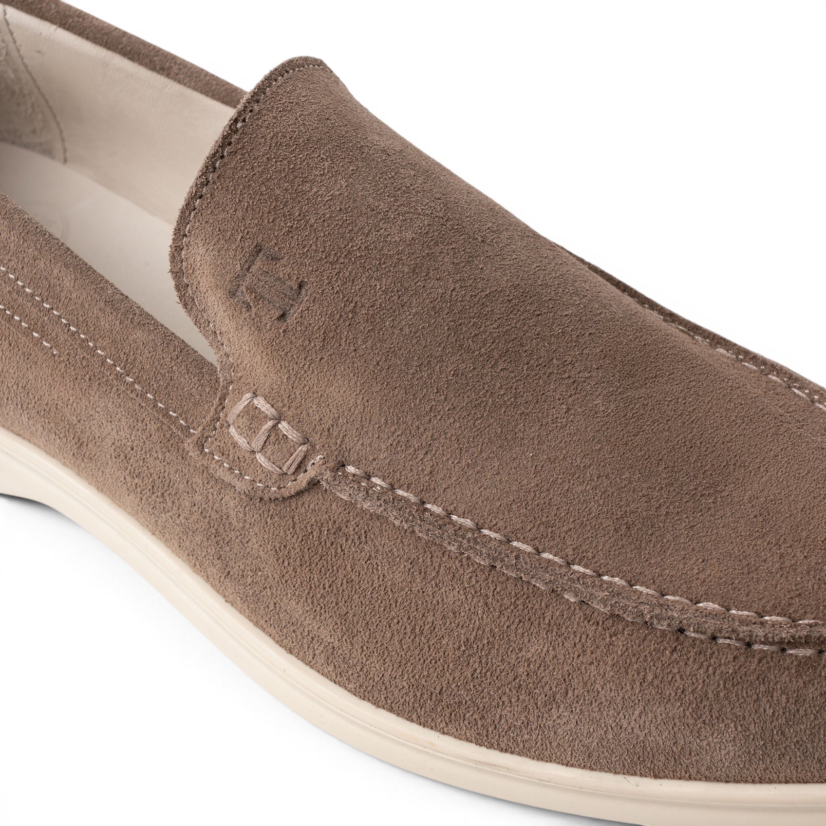 Mocassino slip-on in camoscio tortora