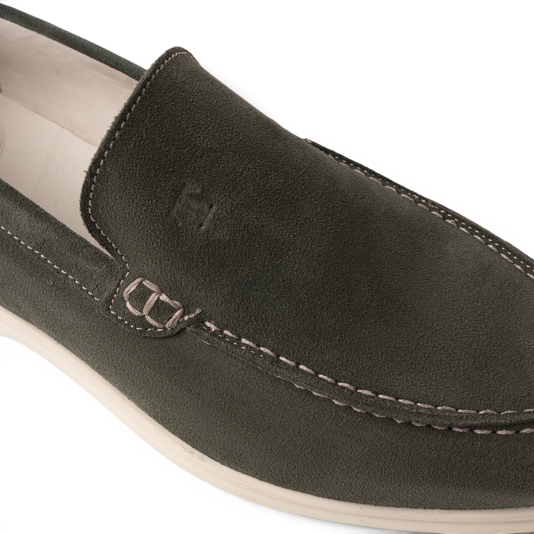 Mocassino slip-on in camoscio verde oliva