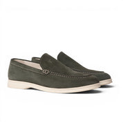 Mocassino slip-on in camoscio verde oliva