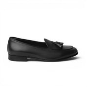 Mocassino con nappine in pelle nera