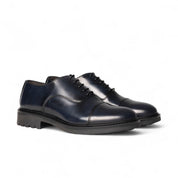 Francesina in pelle blu con puntale