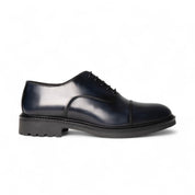 Francesina in pelle blu con puntale